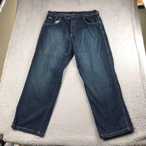 Southpole Jeans Mens 40x33 Dark Wash Relaxed Wide Leg Y2K Streetwear Brown Tab